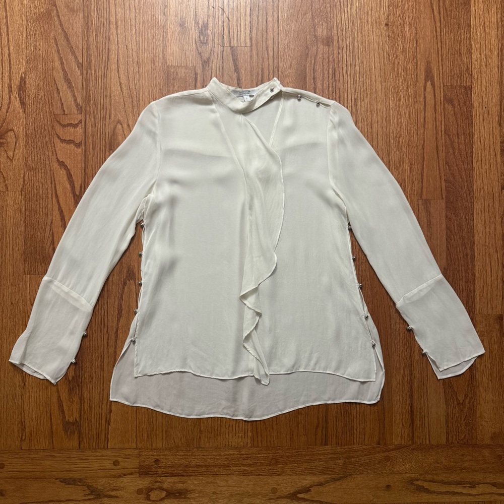 Derek Lam 10 Crosby front ruffle and side buttons silk blouse size 2